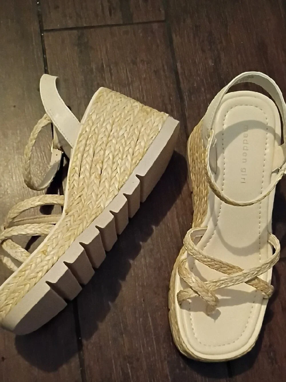 Madden Girl White Braided Wedge Sandals
